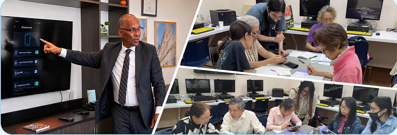 TSS Foundation instructors and seniors in digital literacy workshops